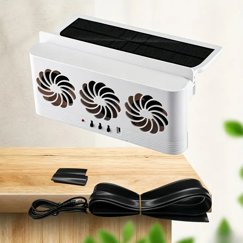 New solar-powered ventilation fan for cars in all seasons, designed to cool down and exhaust hot air inside vehicles during self-driving, camping, and car ventilation