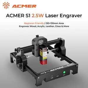ACMER S1 2.5W Laser Engraver for DIY Makers & 3D Printing Creators, All-in-One Ready-to-Use Machine for Gifts & DIY Crafts, 130x130mm Work Area, Beginner-Friendly, Engraves Wood, Leather, Leaves & More