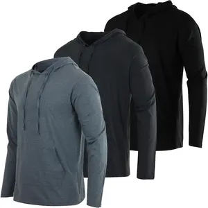 3 Pack: Men's cotton lightweight casual pullover drawstring hoodie with pocket (available in big &amp; tall) Menswear Sweaters