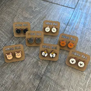 Purrfect Kitty Face Earrings - Laser Cut Wooden Earrings