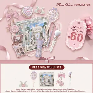 Flower Knows Sweet Routine Set - 9 Items Full Face Cosmetic Box Set, with lipstick, blush, palette, eyeliner, mirror and makeup tools, unboxing, Best Gift Choice For Men and Women