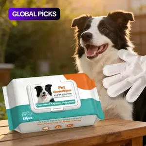 50pcs Pet Cleaning Wipes, Cat Dog Bath Wet Towels, Hypoallergenic Grooming Wipes, Natural Ingredients, Gentle Non-Irritating, Low Allergenic, Odor Removal, Deep Clean #GLOBAL PICKS