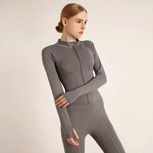 Women's Compression Sports Jacket with Thumbholes Gym Top with Thumbholes Springfresh