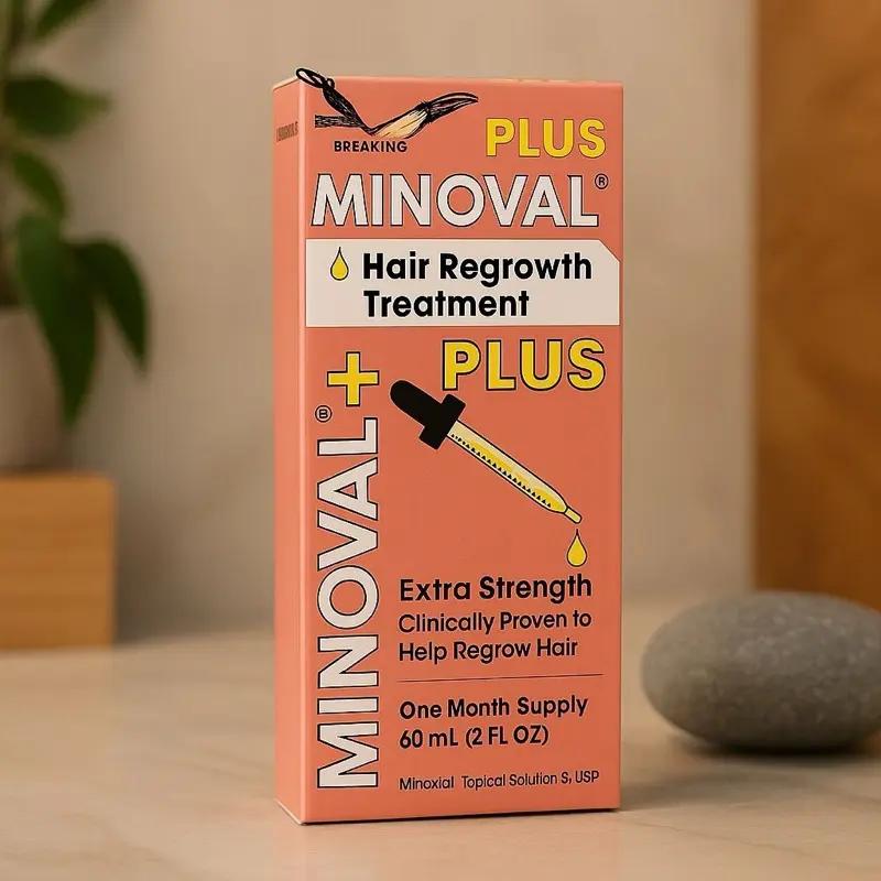 Minoval Plus Goute Serum for Hair Extra Strength Regrowth Treatment Clinically Proven 60ml with Vitamin E