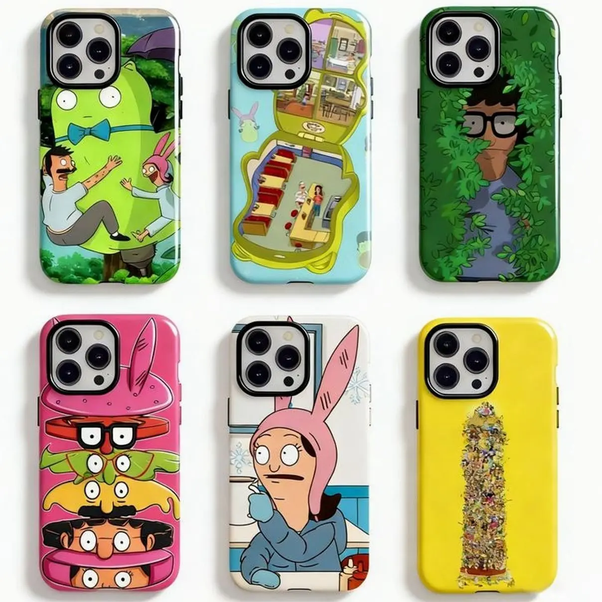 Bob's Burgers Phone Case Shockproof Cover with Belcher Family Louise Belcher & Kuchi Kopi Designs Compatible for iPhone 17 16 15 14 13 12 11 and for Samsung Galaxy S21-S25 Perfect Gift for Friend and Family