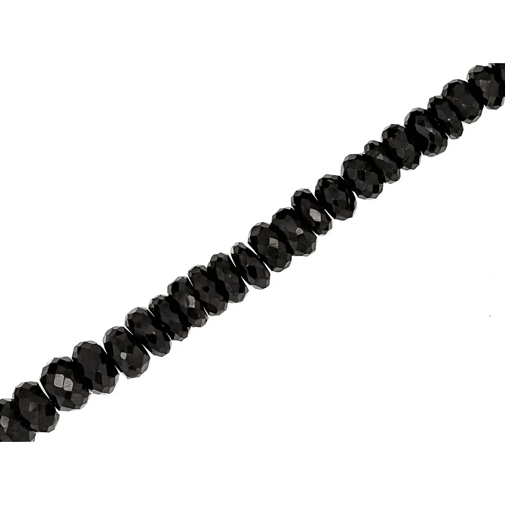 JTV Black Spinel 7x4-9x6mm Faceted Rondelle Bead Strand Approximately 16" in Length
