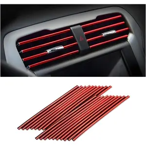 20 Pieces Car Air Conditioner Decoration Strip for Vent Outlet, Universal Waterproof Bendable Air Vent Outlet Trim Decoration, Suitable for Most Air Vent Outlet, Car Interior Accessories (Red)