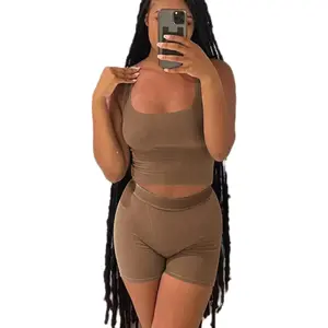 Sports & Outdoors LICOBOD Casual Workout Sets 2 Piece Outfits for Women Ribbed Crop Tank Top High Waist Yoga Leggings Lounge Wear Tracksuit
