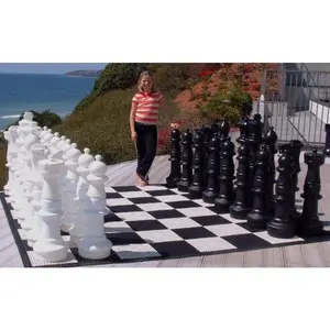 MegaChess 37 Inch Plastic Giant Chess Set with Commercial Grade Roll-Up Chessboard