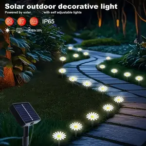 8-Mode Solar Ground Insert Flower Lawn Light Strips - 1pc, 20 LED Solar Garden Pathway Lights, Auto On/Off, Smart Lights, Solar Outdoor Decorative Lighting for Photography, Yard Parties, Tent Camping, Pools, Birthdays, Weddings, Dance, Lawn Decoration