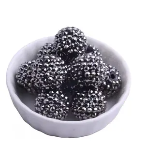 Black Metal AB 20mm Rhinestone Beads Set of 5