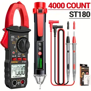 ST180/ST181 Digital Clamp Meter Multimeter Tester with Advanced Measuring Pen 4000 Count NCV Ampere Ohm Voltage AC/DC Measurement Electrician Tool