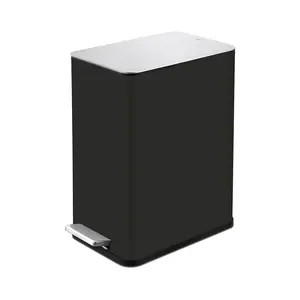 QUALIAZERO 2.6 GAL/10L, Slim Shape, Stainless Steel Step-ON CAN, with Soft Close LID, (Galaxy Black)