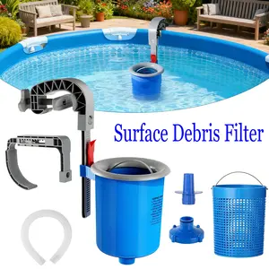Above Ground Pool Surface Skimmer, Adjustable Height Wall Mount Surface Debris Filter (with Removable Skimmer Basket), Floating Pool Filter, Pool Cleaning Maintenance Kit fathersdaygiftideas