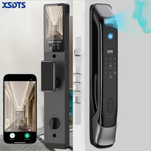 XSDTS 3D Infrared Face & Fingerprint Smart Door Lock Wi-Fi Battery/USB Powered HD Display Aluminum Alloy Security System with Remote Unlock Intercom Support for Home Safety