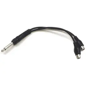 212 MAIN Mono 1/4 Inch Male Phone to 2 RCA Female Audio Cable Connector, 6 In. Audio & Video Accessories