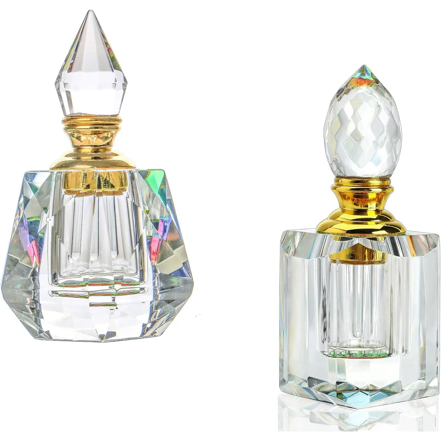 2 count Vintage Crystal Perfume Bottles Art Deco Empty Refillable Decorative Bottles Glass Bottles for Fragrances,Home Bathroom Decor Lady Gift,3ml