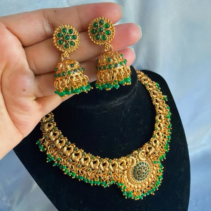 Women's Brass-Tone Elegant Short Necklace, Ethnic-Inspired Necklace, Indian Ethnic Costume Jewelry Accessory, Ethnic-Inspired Necklaces, Indian Ethnic Necklaces