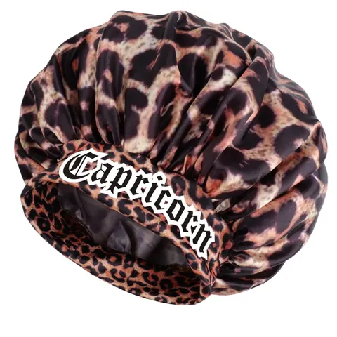 Women's Leopard Print Sleep Cap with Zodiac Prints, Wide Elastic Design, Waterproof, Foldable Hair Hat, Bonnets for Sleeping, Daily Use, Shower, Men's Sleep Cap, Holiday Gift