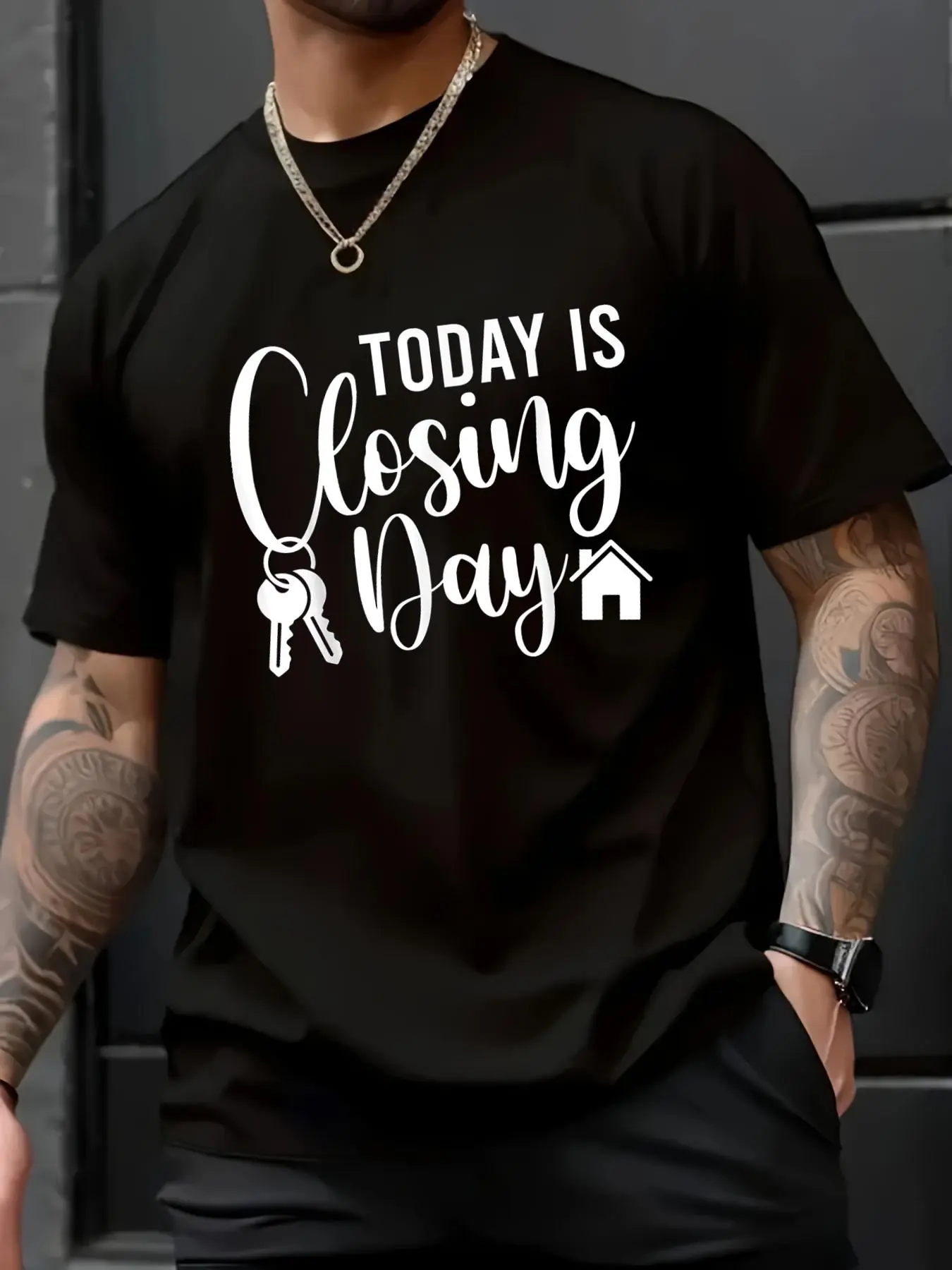 100% Cotton Unisex Today is Closing Day Funny House Realtor Real Estate Agent T-Shirt - Soft 100% Cotton, Breathable, Casual Short Sleeve Top for Spring & Summer for T-Shirt Lovers, Men's Women's Shirt Top, Short Sleeve Tops Crewneck Tshirt