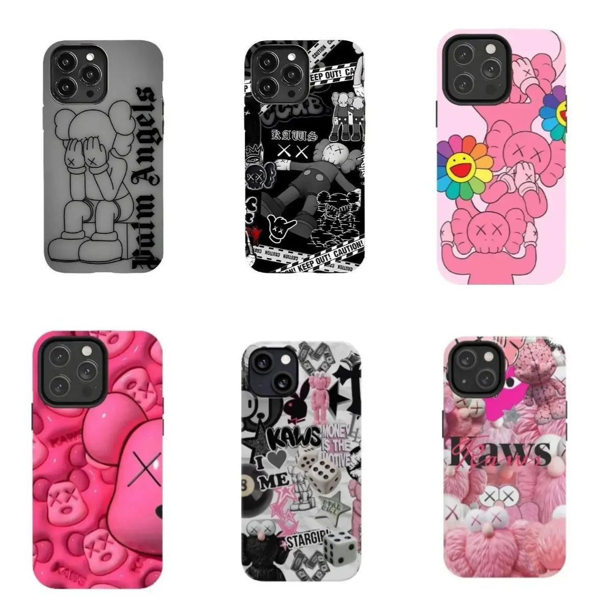 Elegant Glam Hyperrealism Kaws Sitting Protective Shell for iPhone 12-17 Pro Max, Pro Plus - Durable TPU Waterproof Minimalist Mobile Accessory, Ideal Holiday Gift Idea for Friends, iPhone 16 Compatible