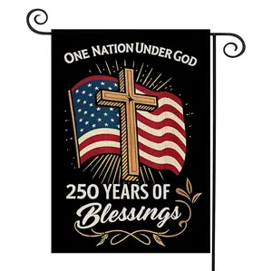 Blessings America 250 One Nation Under God Garden Flags Decor for Outside, 250th Anniversary Patriotic Cross Yard Sign Garden & House Banner, Perfect Decor for Any Occasion