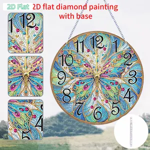 2D FLAT2D Flat DIY Animal Wooden Diamond Painting Ornament with Clock Function Special Shape Diamond Painting Clock Pendant Diamond ArDIY Diamond Painting Kit for Adults & Beginners, No Skills Needed. Sparkling Art to Brighten Rooms & Perfect Festive Gift