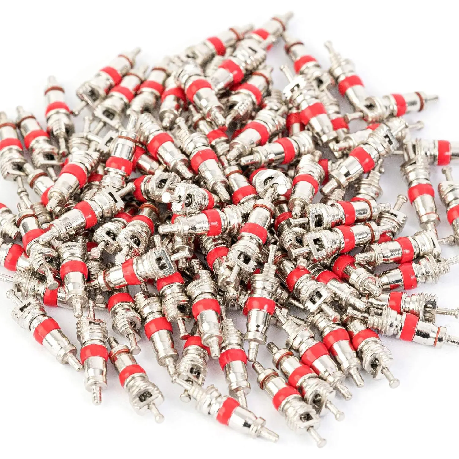 100Pcs Nickel-Plated Copper Metal Tyre Valve Cores, Rustproof Corrosion-Resistant Durable Car Repair Tools, Universal Fit Valve Stem Core Replacements for Cars, Trucks