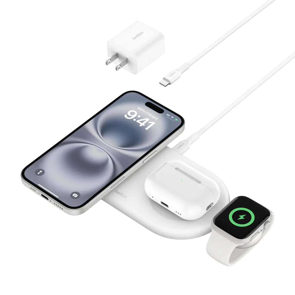 Belkin BoostCharge Pro 3-in-1 Magnetic Wireless Charging Pad with Qi2 15W Belkin BoostCharge Pro 3-in-1 Magnetic Wireless Charging Pad with Qi2 15W