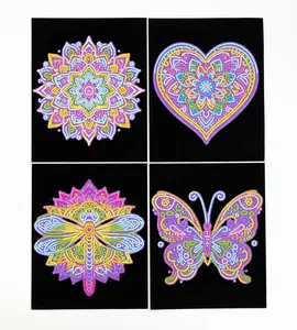 DIAMOND DOTZ Neon Flock 10 x 8 Diamond Painting Kits - 4 Mini Designs - Soft Velvet-Like Flocked Black Background - Fun & Satisfying Craft Project Colorful Dragonfly Butterfly