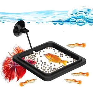 Square Aquarium Feeding Ring Floating Fish Feeder with Strong Suction Cup for Betta Goldfish Guppy Tank Dispenser