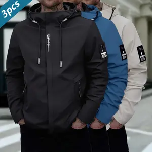 Clean Gent Men's Solid Color Drawstring Zip-Up Hoodie, Lightweight Spring/Fall Jacket with Casual Long Sleeves and Pocket Zipper Design, Suitable for Everyday Wear, Stylish and Casual Men's Outerwear