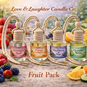 4 Pack Hanging Car Diffusers - The Fruity Pack includes (Washington Apple, Cucumber Melon, Blackberry & Sage and Orange Creamsicle)