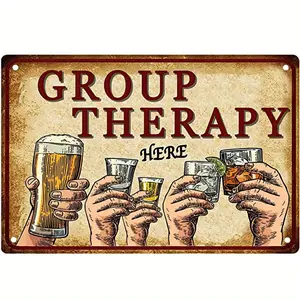 12*8 Inch Group Relaxation Vintage Beer Tin Sign, Retro Cheers Bar Wall Decor, Waterproof Rustproof Easy Clean Metal Plaque Ideal for Bar Cafe Home Pub Farmhouse Decoration