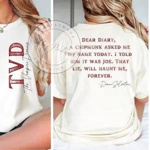 The Vampire Diaries Inspired Shirt, Funny Dear Diary Unisex T-Shirt, TVD Mystic Falls Cotton Tee, Damon Salvatore Shirt