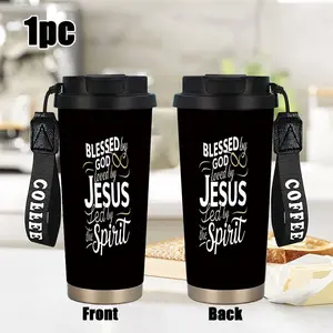 1pc 18oz Jesus Camping Outdoor Stainless Steel Travel Mug, Leak-Proof Vacuum Insulated Cup for Hot & Cold Beverages, Perfect Gift Leakproof