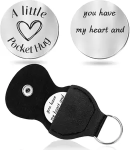 Pocket Hug Token Keychain for Men Him, Funny Boyfriend Gifts From Girlfriend, Long-distance Couple Gifts for Husband From Wife Christmas Birthday Valentine