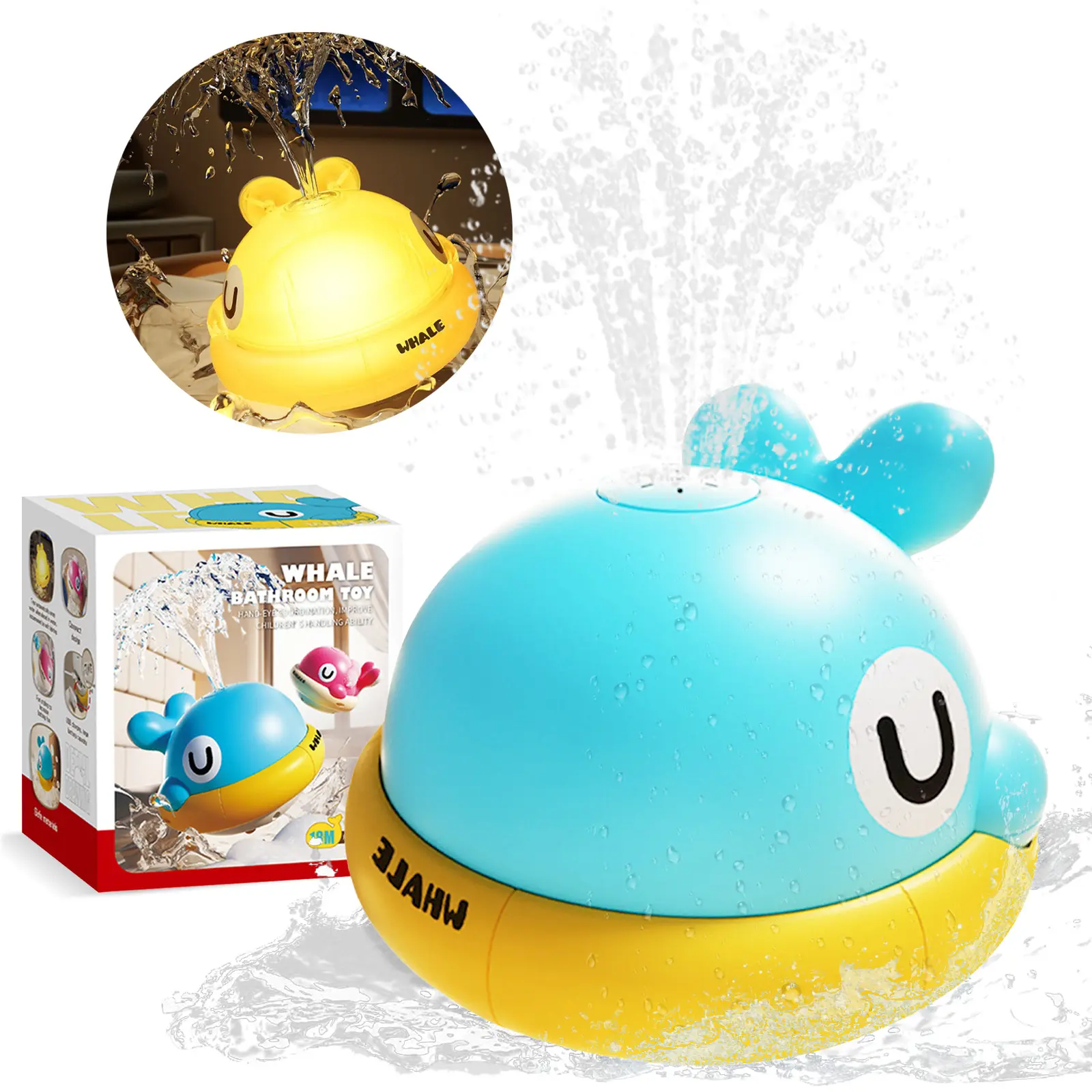 Baby Bath Toys 6-12 Months - Toddler Bath Toys for Kids Ages 1-3, Light Up Whale Bath Toy Sprinkler, Infant Toys 12-18 Months, Bathtub Fountain Water Toy Baby Shower 1st Birthday Girls Boys Gifts