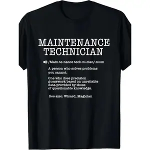 Cotton Maintenance Technician Repair Worker Handyman T-Shirt - Soft Breathable Casual Round Neck Tee with Handyman & Tools Graphic Print, Unisex for Men & Women, Machine Washable Workwear Gift Crewneck Menswear