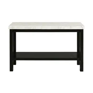 Rectangle Sofa Table, Marble Top, Transitional Console Table,Living Room,White