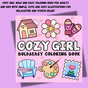 Cozy Girl: Bold and Easy Coloring Book for Adults and Kids with Simple, Cute and Cozy Illustrations for Relaxation and Stress Relief