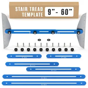 Stair Tread Template Tool, Stair Tread Jig, Measurement Tool, Gauge, for Step Measuring, Staircase, Shelf, Layout, Woodworking, Shelving, , Drywall, Adjustable Angle & Length, 9"-68"