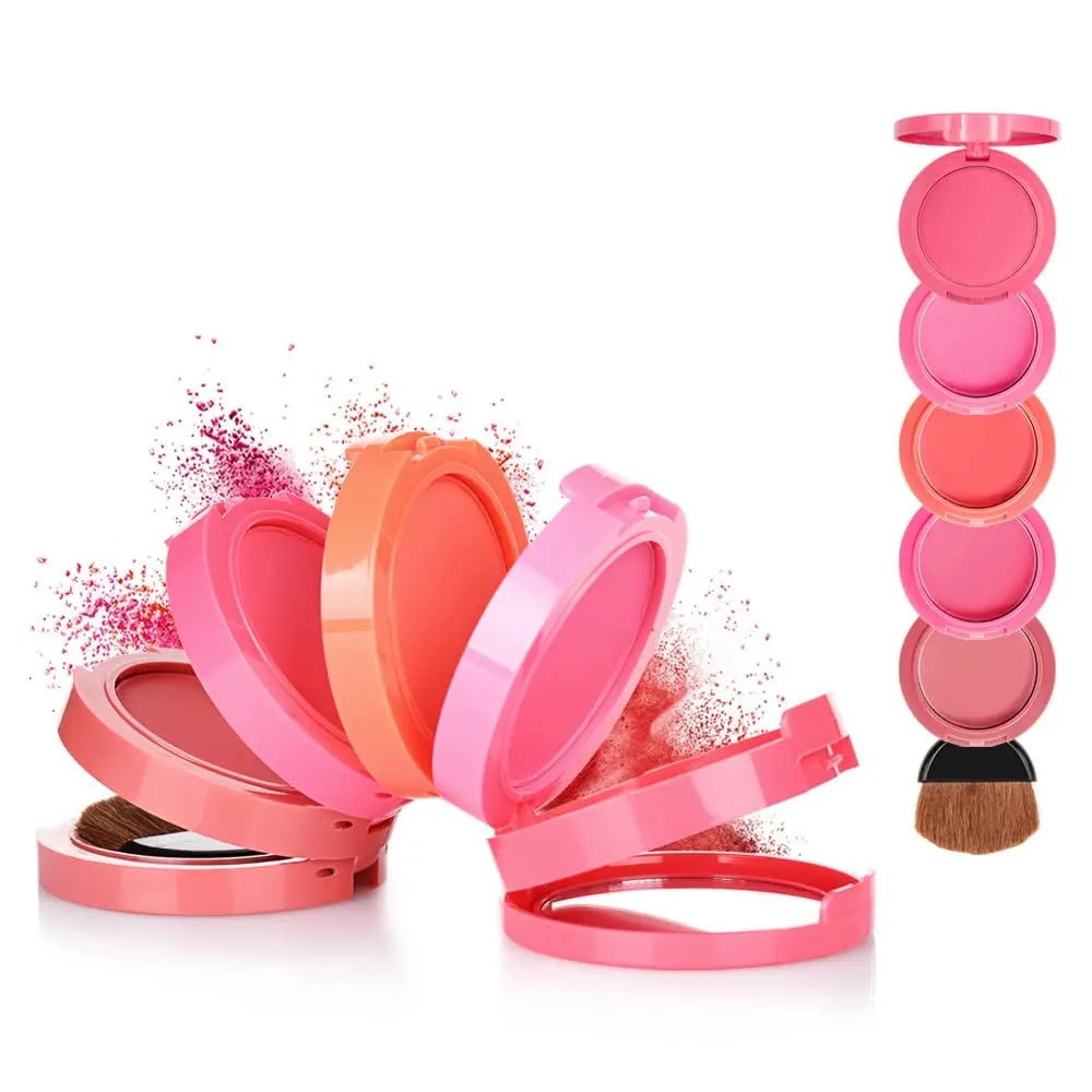 Blush Palette, Highly Pigmented Buildable Powder Blusher, Smooth Blendable Long Lasting Face Contour Makeup with Mirror & Brush, Portable Travel-Friendly Multi Shade Cheek Color