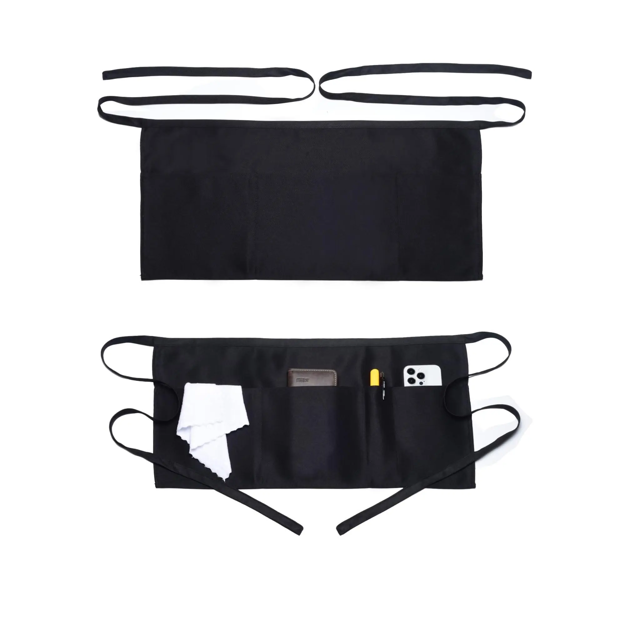 2 Pack Waterdrop Short Apron With 4 Pockets