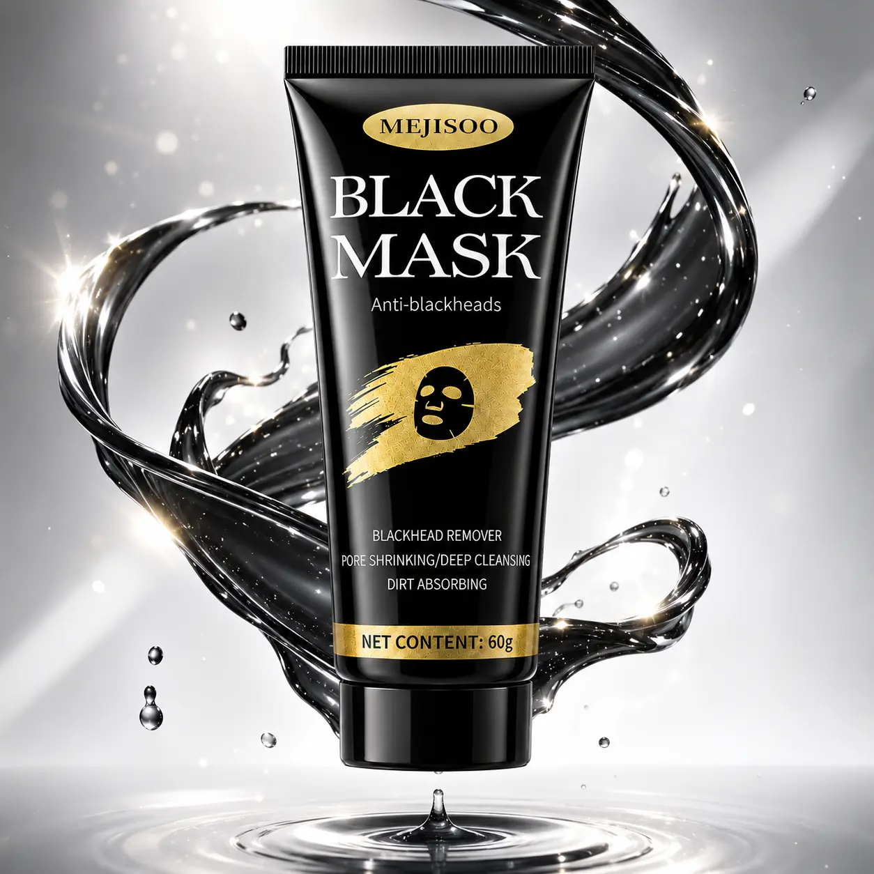 Blackhead Mask Peel Off, Charcoal Facial Cleansing Mask for Pore Care, Deep Cleansing Face Mask with Oil Absorbing Formula for Daily Skincare Routine, 60g