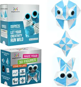 MagStackers Magnet Fidgets for Kids 2 Pc Magnetic Tiles Toy Building Set with Tetrahedron and Tripyramidal Magnet Blocks for 5+ Years - Reduce Fidgeting and Create 1000+ Fun Creatures and Designs Educational Multicoloured Gift Set Educational