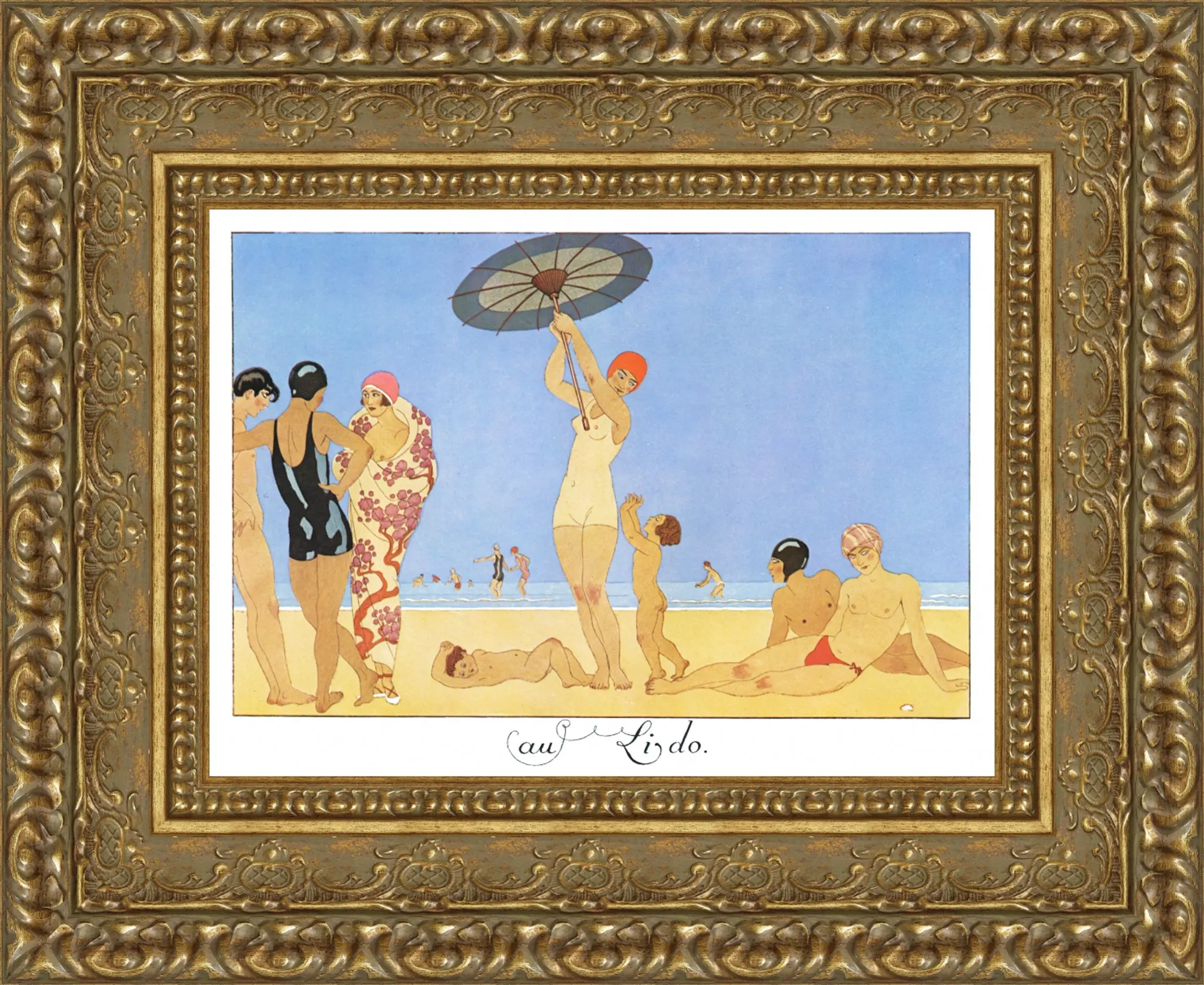 Au Lido - George Barbier | Framed Canvas Reproduction Art