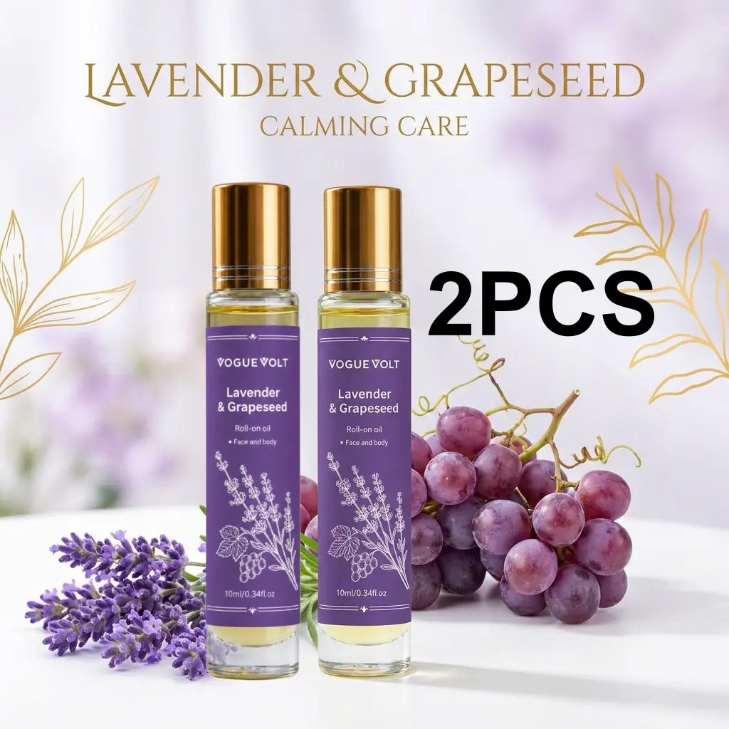 This premium 2-pack blend combines French Lavender and cold-pressed Grapeseed oil. Housed in purple glass with gold caps to preserve potency, it offers deep nourishment for both hair and skin.