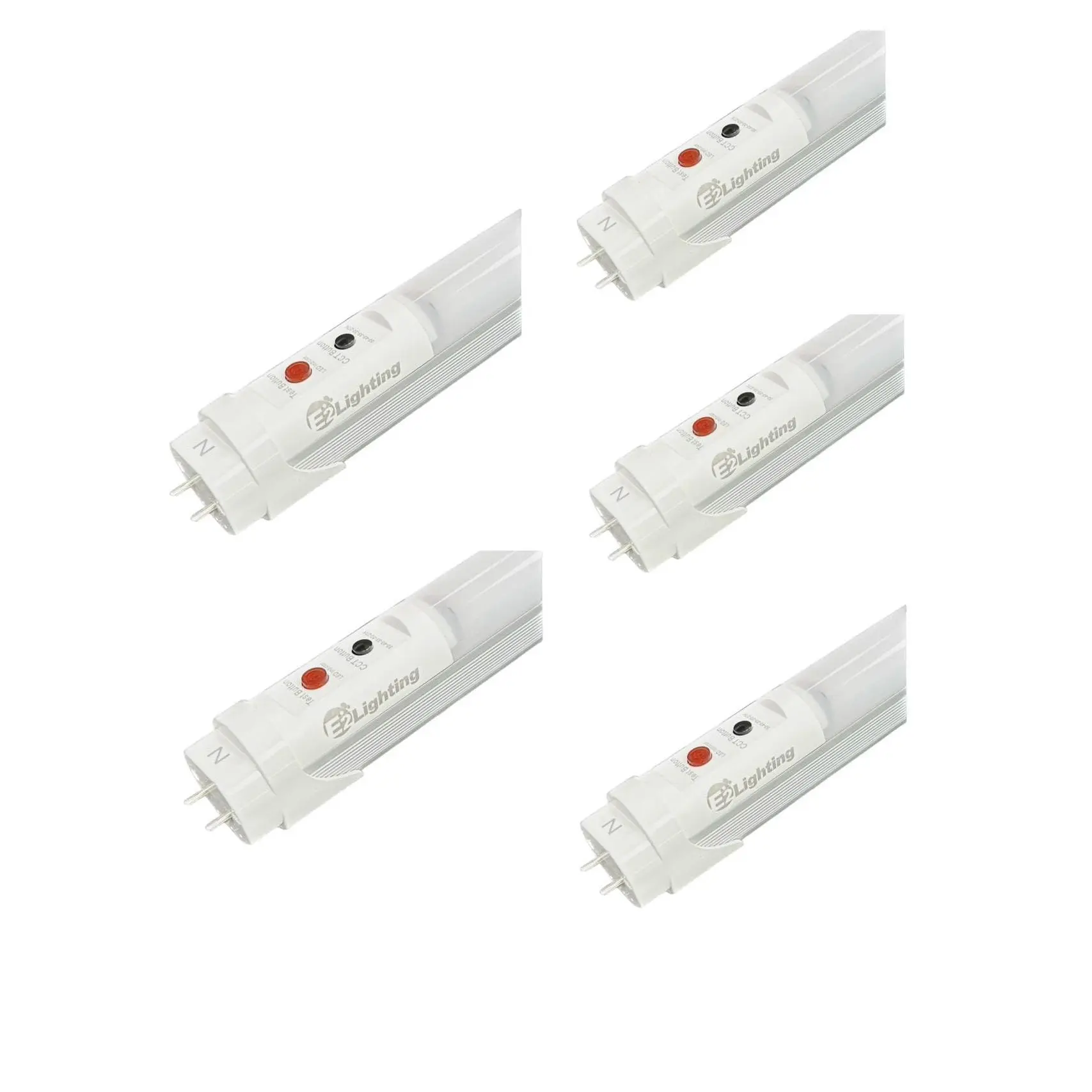 E2 LIGHTING 5-Pack 4ft T8 LED Bulbs 6W with Emergency Battery, 5 CCT Tunable 27K-50K, 120-277V, Ideal for Office and Warehouse