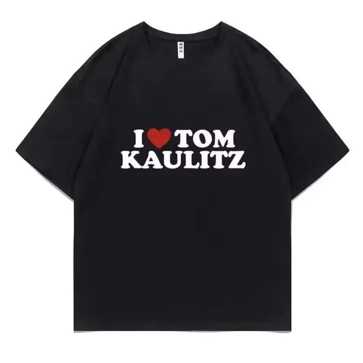 I Heart Tom Kaulitz Retro Letter Print Short Sleeve Casual Fan Graphic T-Shirt For Tokio Hotel Supporters